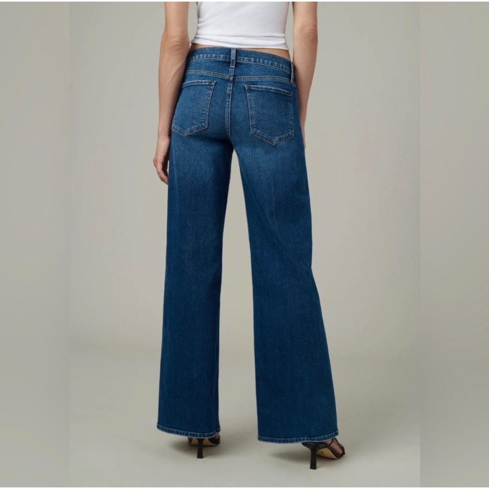 Joe's Low Rise Wide Leg Lou Lou Jeans Dark Medium Wash Denim in Amore 29 - Picture 2 of 8